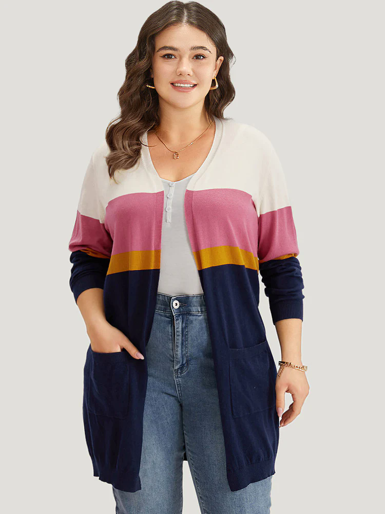 Supersoft Essentials Contrast Open Front Tunic Cardigan Supersoft Essentials Contrast Open Front Tunic Cardigan
