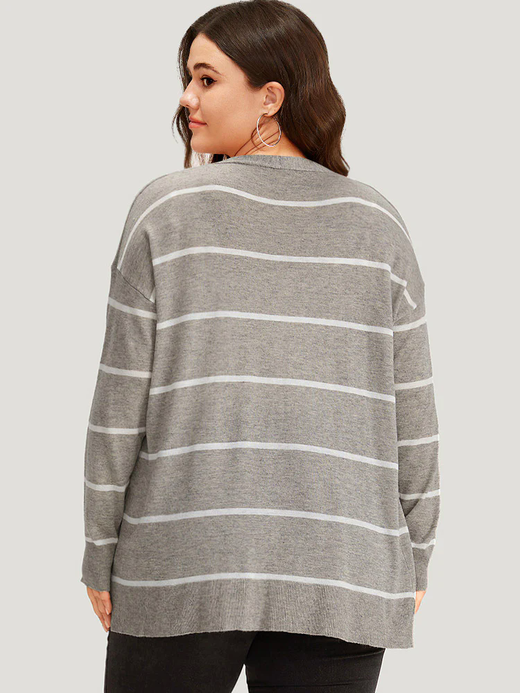 Supersoft Essentials Striped Button Through Elastic Cuffs Cardigan Supersoft Essentials Striped Button Through Elastic Cuffs Cardigan