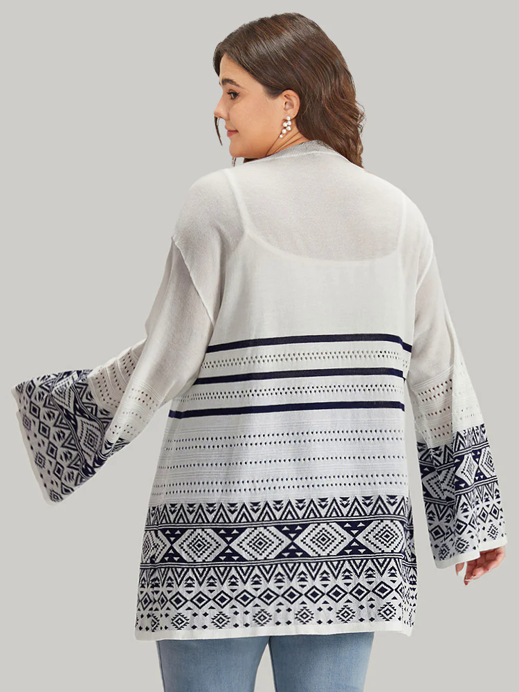 Bandana Print Geo Eyelet Ties Front Cardigan Bandana Print Geo Eyelet Ties Front Cardigan