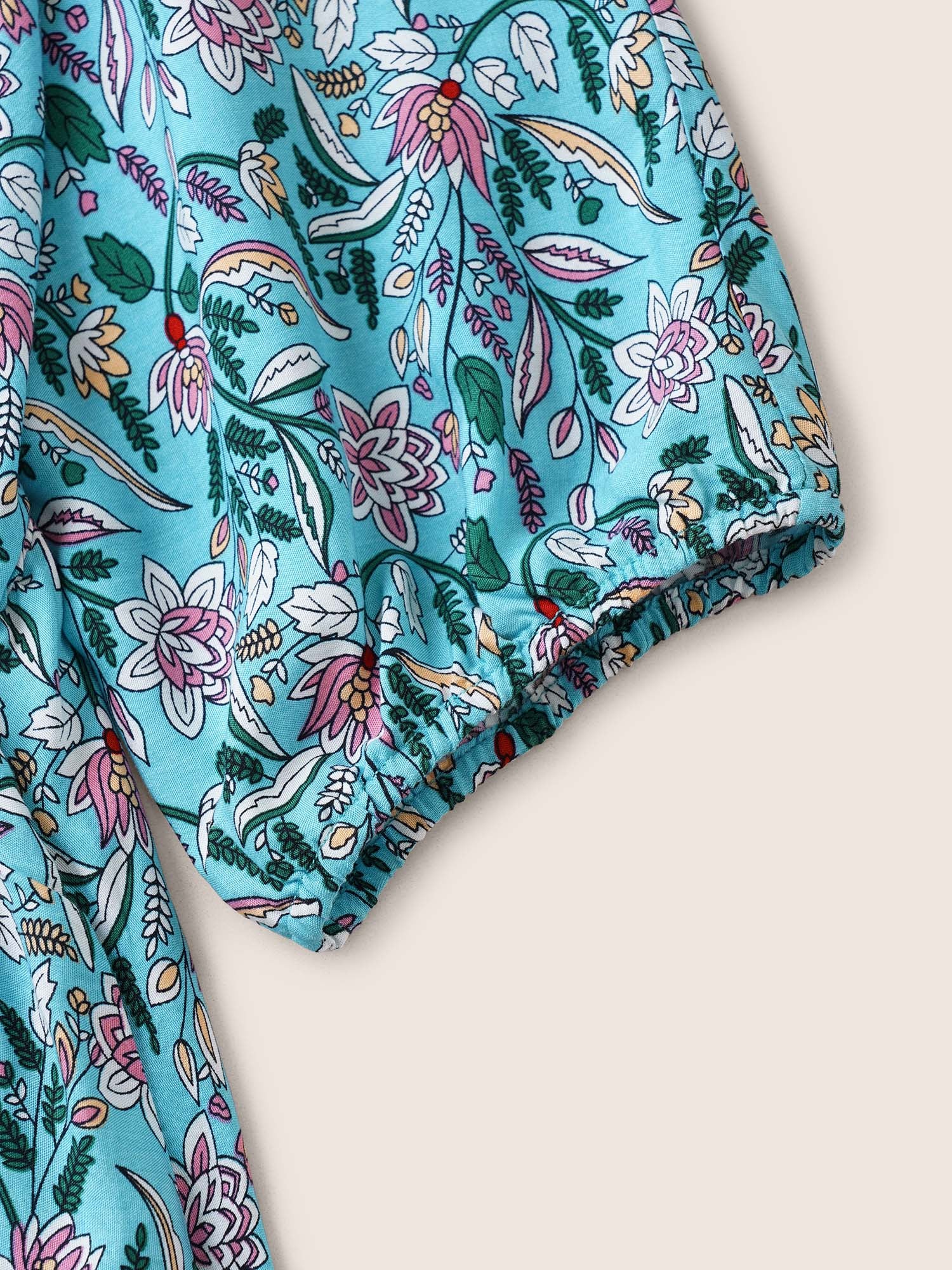 Boho Print Wrap Elastic Waist Lantern Sleeve Dress Boho Print Wrap Elastic Waist Lantern Sleeve Dress
