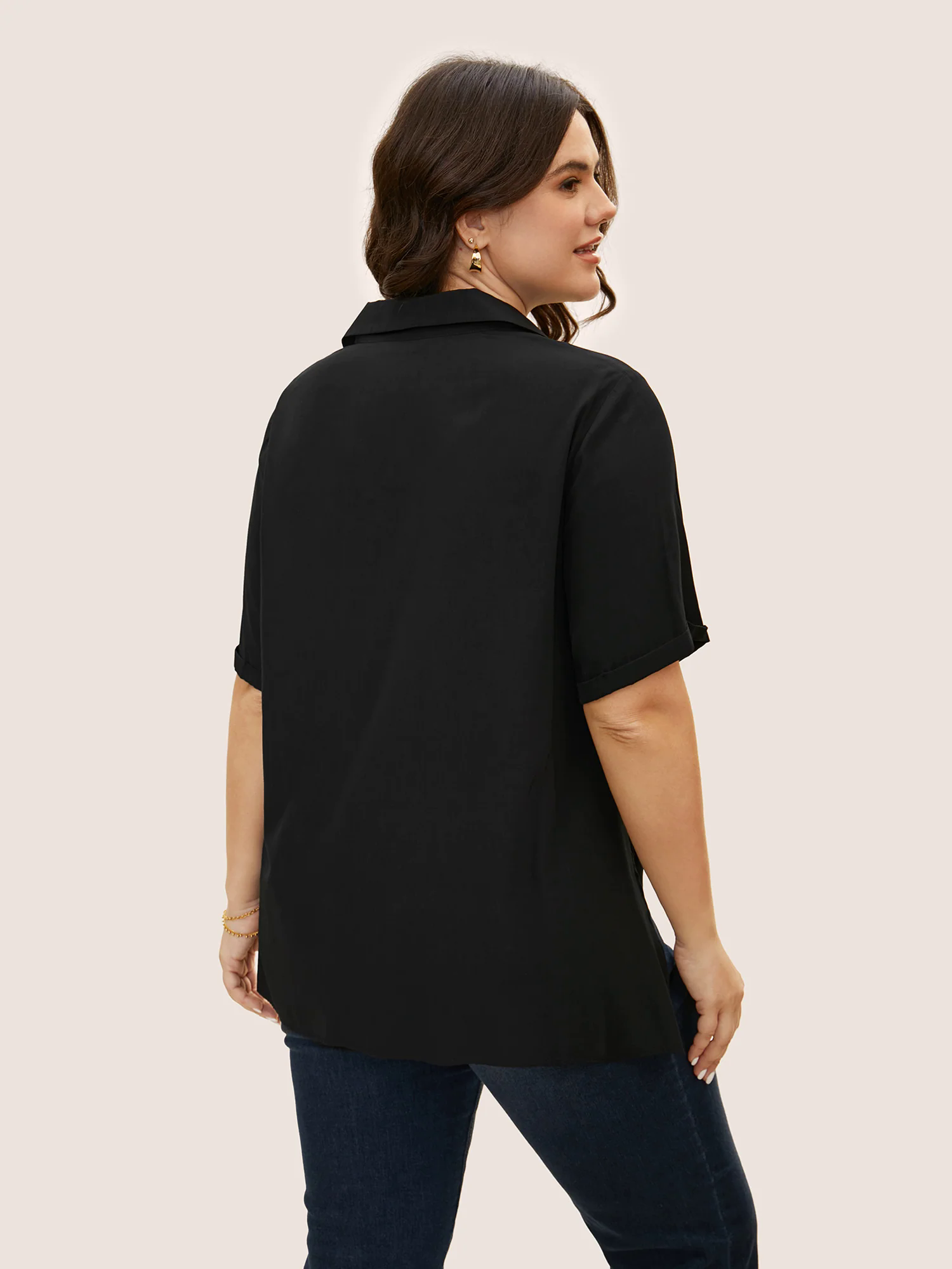 Shirt Collar Twist Front Button Up Blouse Shirt Collar Twist Front Button Up Blouse