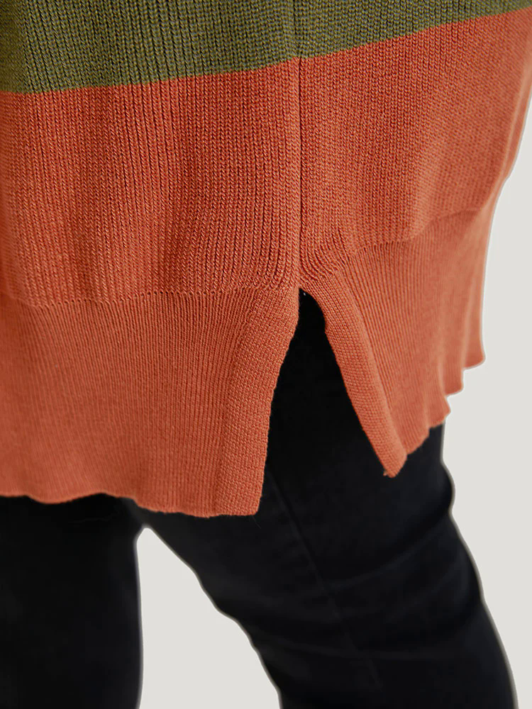 Colorblock Contrast Split Side Cardigan Colorblock Contrast Split Side Cardigan