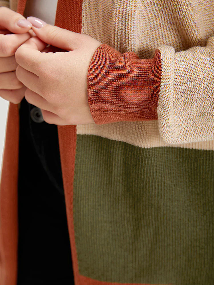 Colorblock Contrast Split Side Cardigan Colorblock Contrast Split Side Cardigan