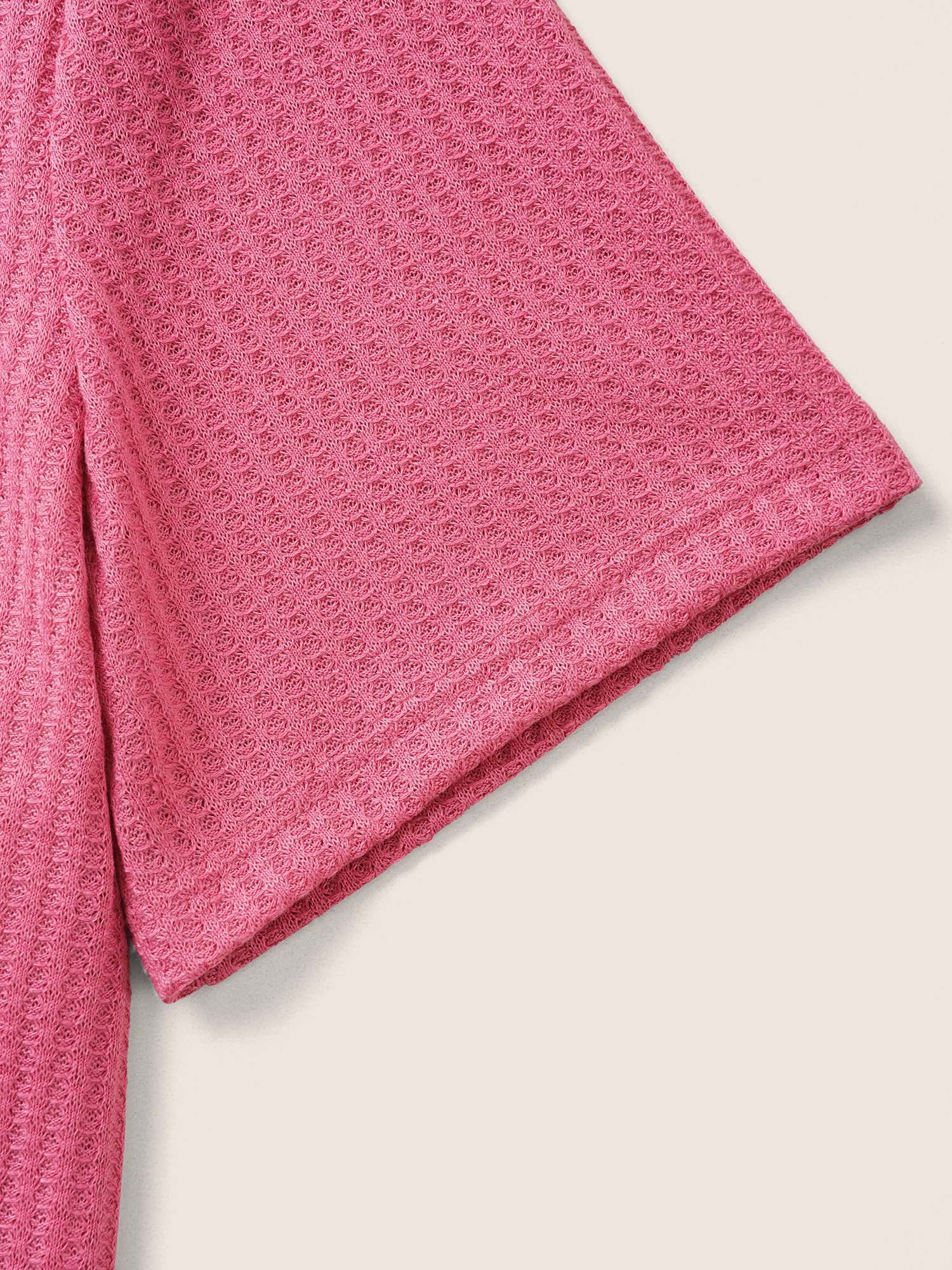 Solid Waffle Knit Lace Panel T-shirt Solid Waffle Knit Lace Panel T-shirt