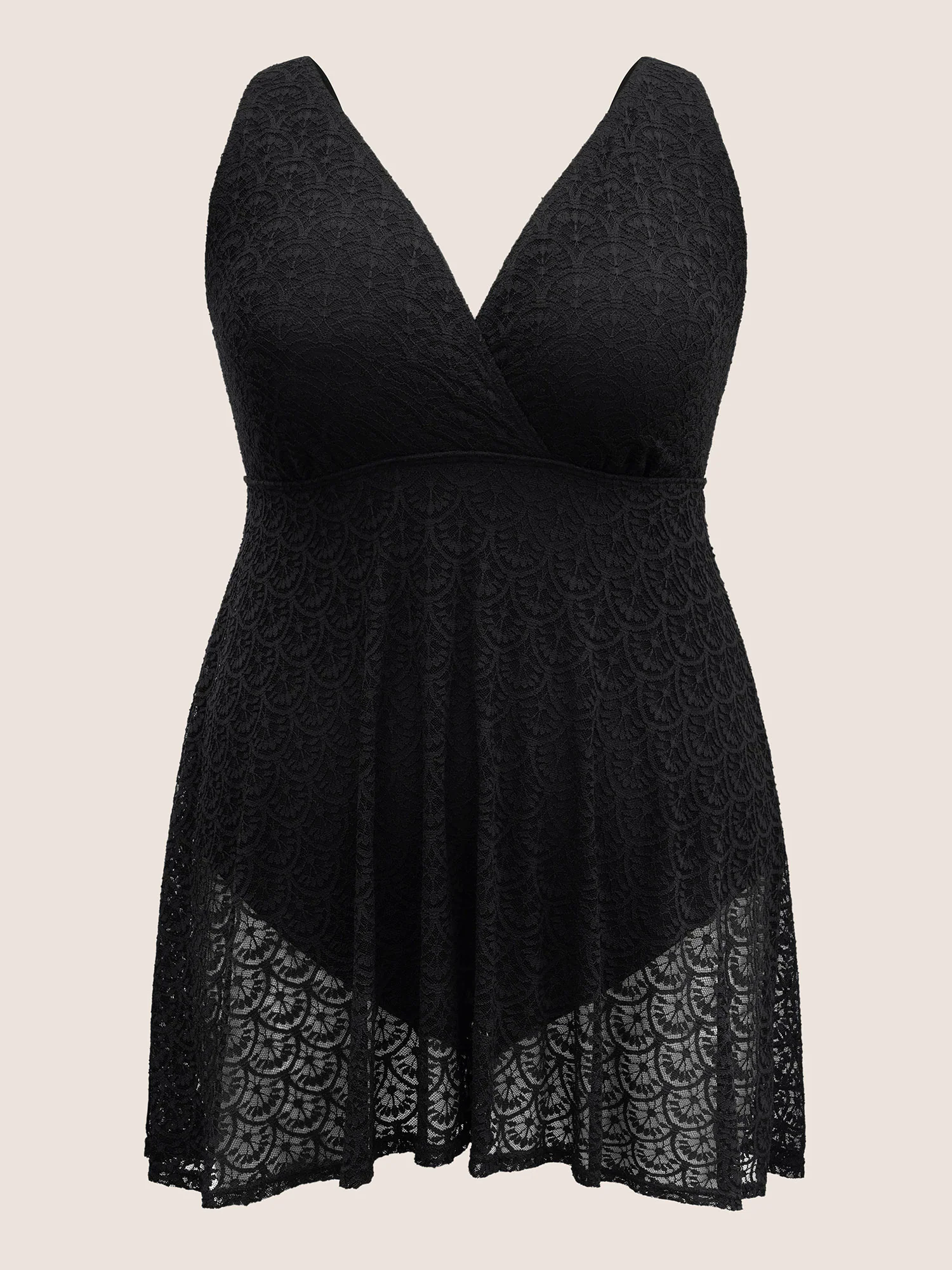Solid Crochet Lace Mesh Adjustable Straps Swim Dress Solid Crochet Lace Mesh Adjustable Straps Swim Dress