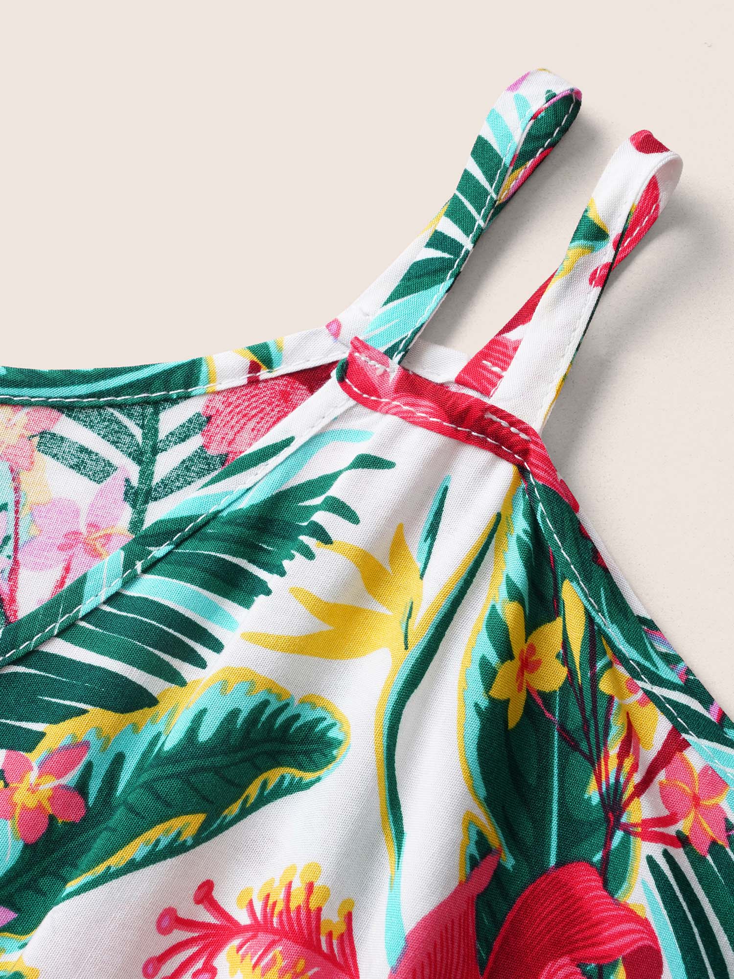 Tropical Print Elastic Waist Cold Shoulder Wrap Hem Blouse Tropical Print Elastic Waist Cold Shoulder Wrap Hem Blouse